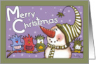 Merry Christmas Snowman and Bird Friends card