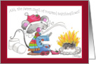 Merry Christmas Cute Mouse Roasting Marshmallows card