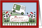 Merry Christmas from Milk Delivery Service Milk Truck and Cows card