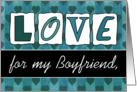 Happy Valentine’s Day for Boyfriend Love and Hearts in Aqua card