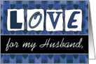 Happy Valentine’s Day for Husband Love and Hearts in Blue card
