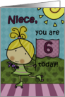 6th Birthday for Niece Rollerskating Girl card