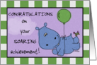 Congratulations on your Promotion-Hippo Soaring with Balloon card