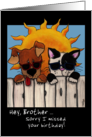 Belated Birthday Wish for Brother Dog and Cat in Sunglasses card