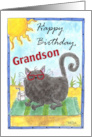 Cool Beach Cat Happy Birthday for Grandson card