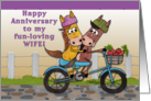 Happy Anniversary to my Wife-Horses Ride on a Bicycle card