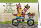 Happy Anniversary to my Husband-Horses Ride on a Bicycle card