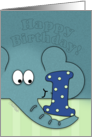 Happy Birthday for One Year Old- Elephant with Number One card