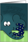 Happy Birthday for Three Year Old Elephant with Number Three card