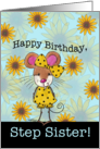 Happy Birthday for Step Sister-Mouse and Sunflowers card