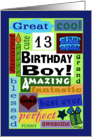 Happy Birthday for 13 year old boy Good Word Subway Art card