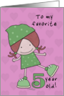 Happy Birthday for Five Year Old Girl- Leaping Girl card