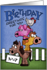 Birthday for Aunt Farm Animal Pile Up card