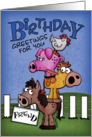 Happy Birthday for Friend Farm Animal Pile Up card