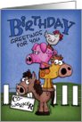 Birthday for Co-worker Farm Animal Pile Up card