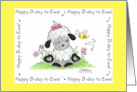 Happy Birthday to You Ewe For Special Girl Little Sheep in a Field card