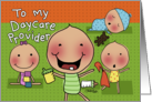 Happy Birthday to Daycare Provider Babysitter Cartoon Babies and Toys card