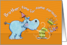 Birthday for Brother-Hippo Makes a Wish card