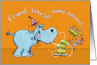 Birthday for Friend-Hippo Makes a Wish card