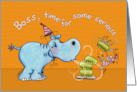 Birthday for Boss-Hippo Makes a Wish card