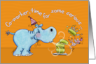 Birthday for Co-worker-Hippo Makes a Wish card