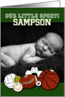 Customizable Baby Announcement Add Photo Sports Theme card