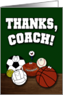 Thanks Coach Sports Ball Characters card