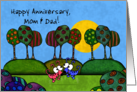 Happy Anniversary to Mom and Dad Whimsical Dogs and Trees card