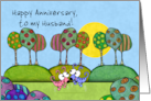 Happy Anniversary to my Husband-Whimsical Dogs and Trees card
