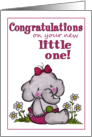 Congratulation on New Baby Girl Elephant in Daisies card