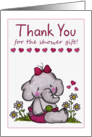 Thank You for Shower Gift Baby Girl Elephant in Daisies card