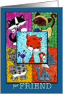 Happy Birthday for Friend Kitty Quilt Patches card