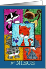 Happy Birthday for Niece Kitty Quilt Patches card