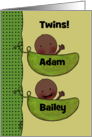 Customizable Congratulations Twins Unisex Peapod Babies Dark Skin card