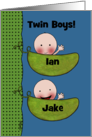 Customizable Congratulations on Twin Boys Peapod Babies for light skin card