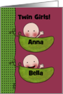 Customizable Congratulations Twin Girls Peapod Babies for Light Skin card