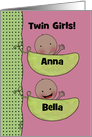 Customizable Congratulations on Twin Girls-Peapod Babies for dark skin card
