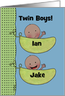 Customizable Congratulations Twin Boys-Peapod Babies dark skin card