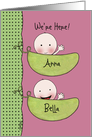 Custom Birth Announcement Twin Girls-Peapod Babies for light skin card