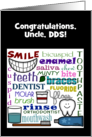 Customizable Congratulations Dentist for Uncle Dental Terms Subway Art card