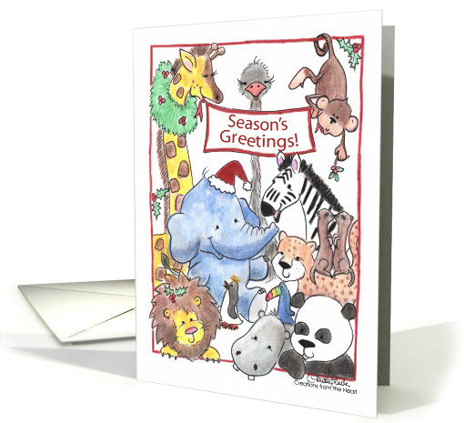 Season's Greetings Zoo Animals Christmas card (100550)