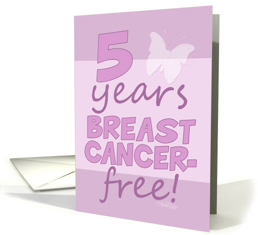 Five Year Breast Cancer Survivor Party Invitation with Butterfly card