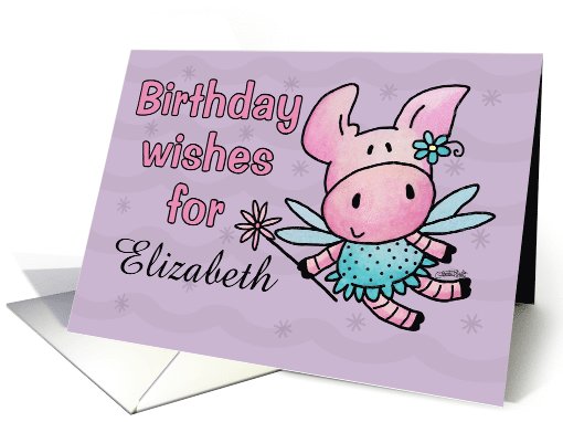 Customizable Birthday Wishes-Piglet Fairy card (1016267)