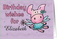 Customizable Birthday Wishes-Piglet Fairy card