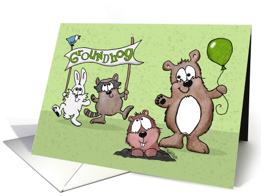 Groundhog Day Animals Gather Around Groundhog card (1033203)
