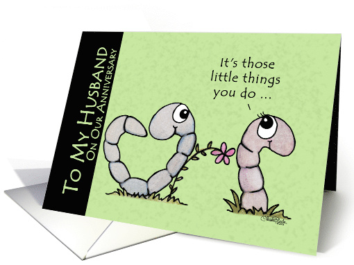 Happy Anniversary to Husband Couple of Worms card (1034453)