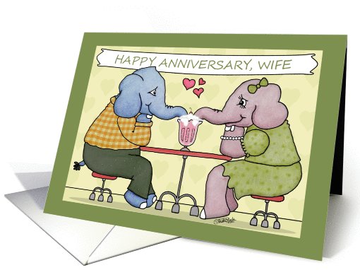 Happy Anniversary for Wife-Elephants Share Milkshake card (1039859)