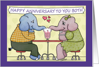 Happy Anniversary to Couple-Elephants Share Milkshake card