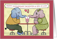 Happy Anniversary to Daughter and Son-in-law-Elephants Share Milkshake card