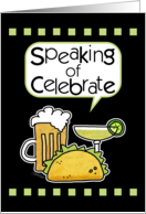 Happy Cinco de Mayo Party Invite Beer Margarita Taco Speech Bubble card